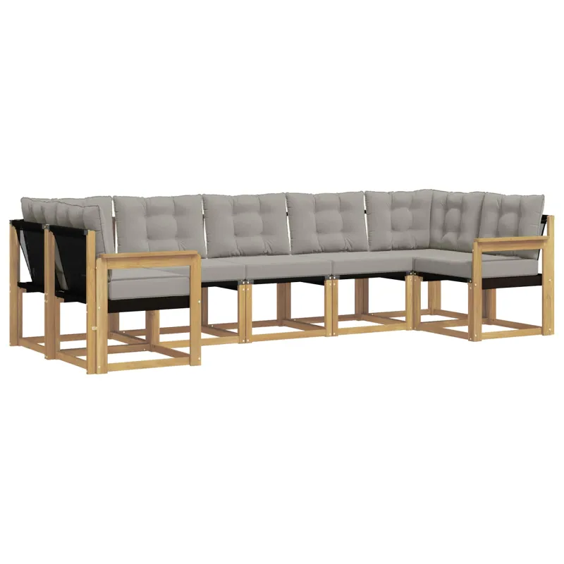 Lauko sofos komplektas su pagalve 7 pcs Balta ir šviesiai pilka