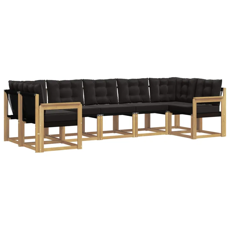 Lauko sofos komplektas su pagalve 7 pcs Balta ir juoda