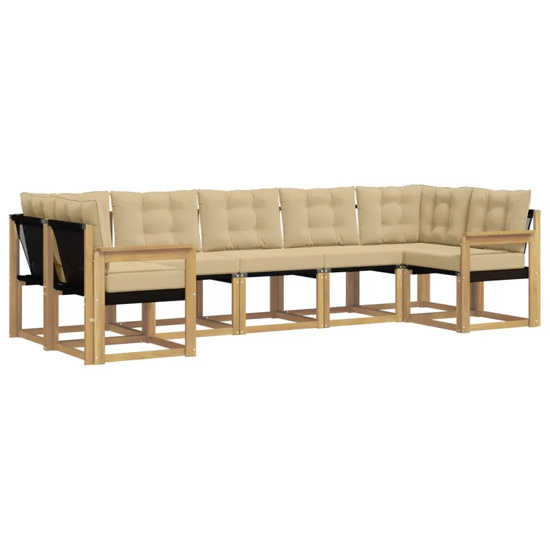 Lauko sofos komplektas su pagalve 7 pcs Balta ir kreminė