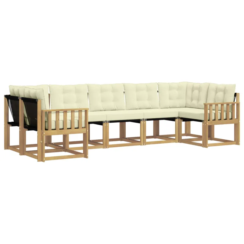 Lauko sofos komplektas su pagalve 7 pcs Balta ir kreminė