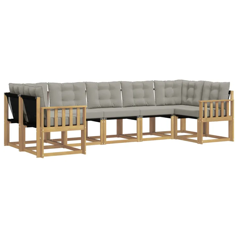 Lauko sofos komplektas su pagalve 7 pcs Balta ir šviesiai pilka