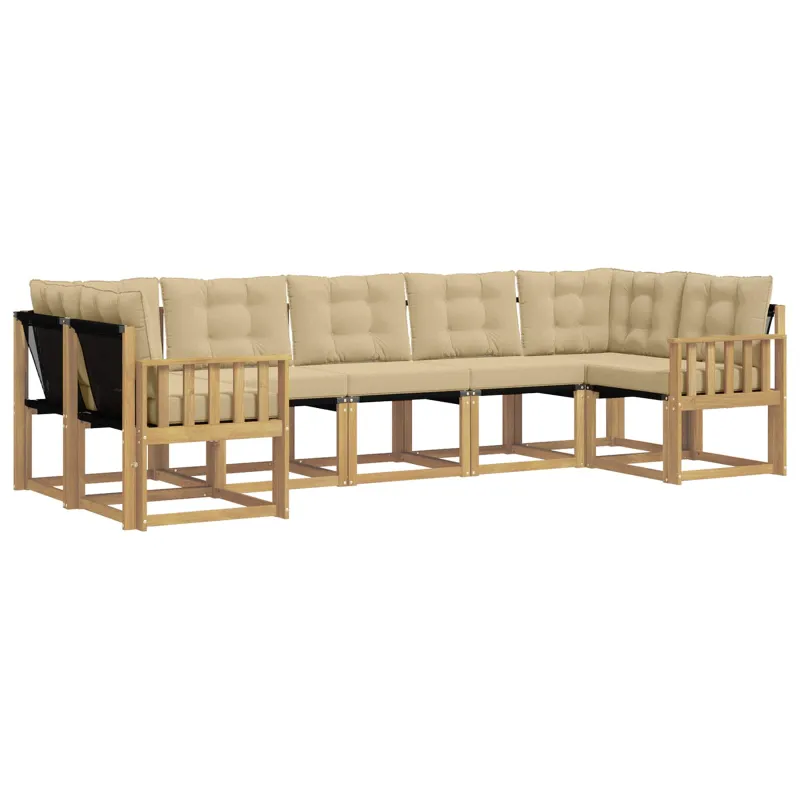 Lauko sofos komplektas su pagalve 7 pcs Balta ir kreminė