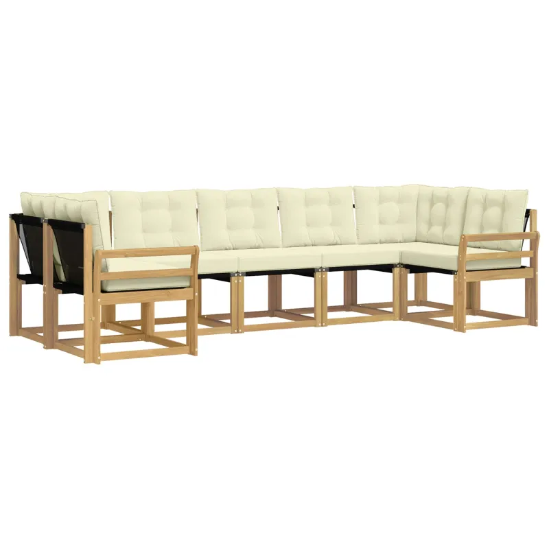Lauko sofos komplektas su pagalve 7 pcs Balta ir kreminė