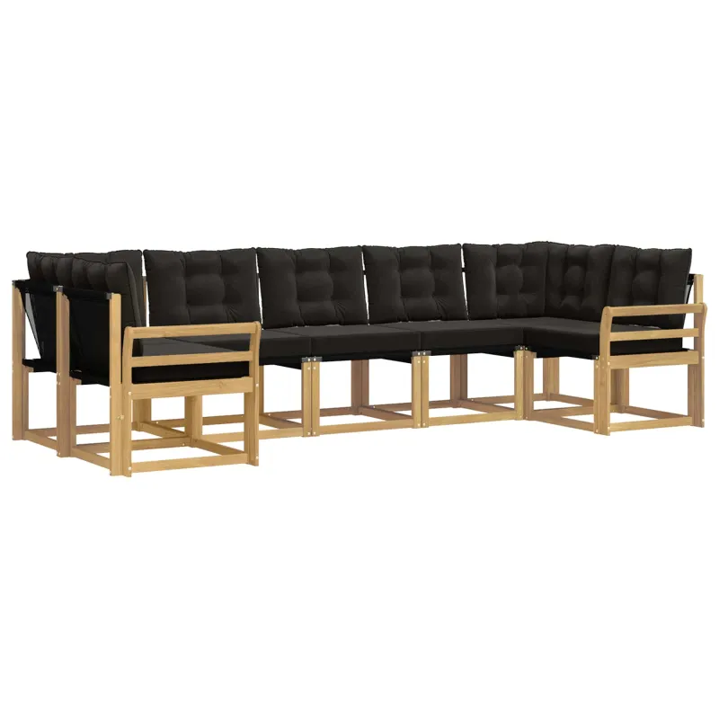Lauko sofos komplektas su pagalve 7 pcs Balta ir juoda