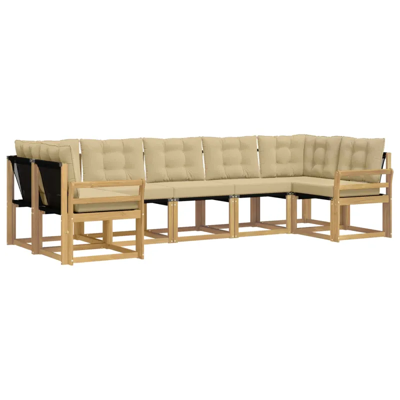 Lauko sofos komplektas su pagalve 7 pcs Balta ir kreminė