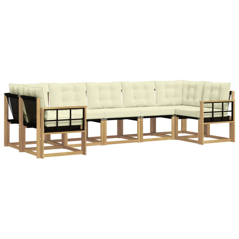 Lauko sofos komplektas su pagalve 7 pcs Balta ir kreminė