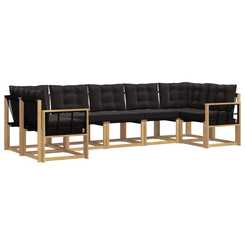 Lauko sofos komplektas su pagalve 7 pcs Balta ir juoda