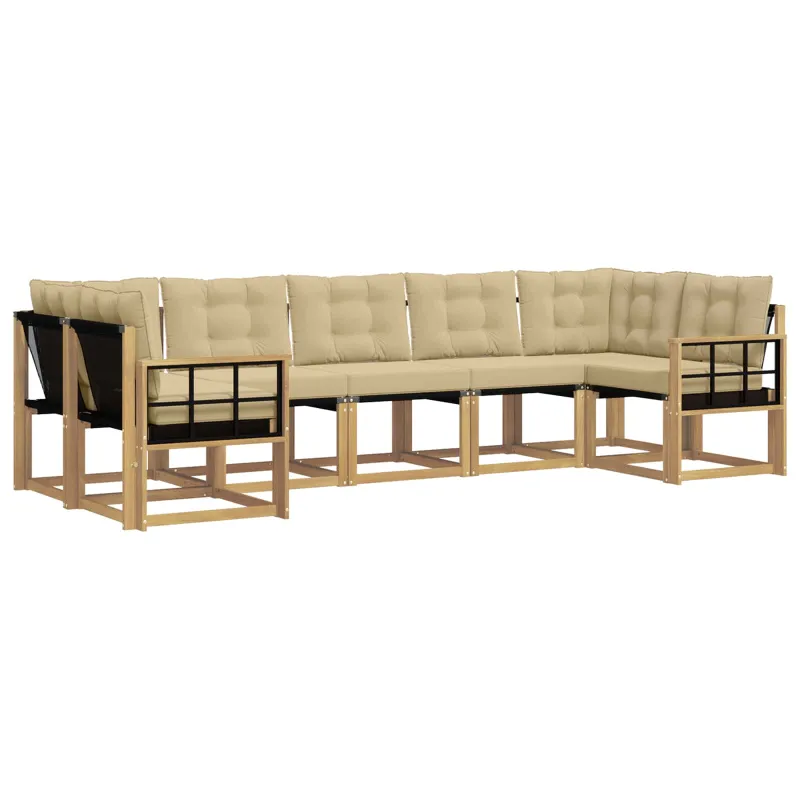 Lauko sofos komplektas su pagalve 7 pcs Balta ir kreminė