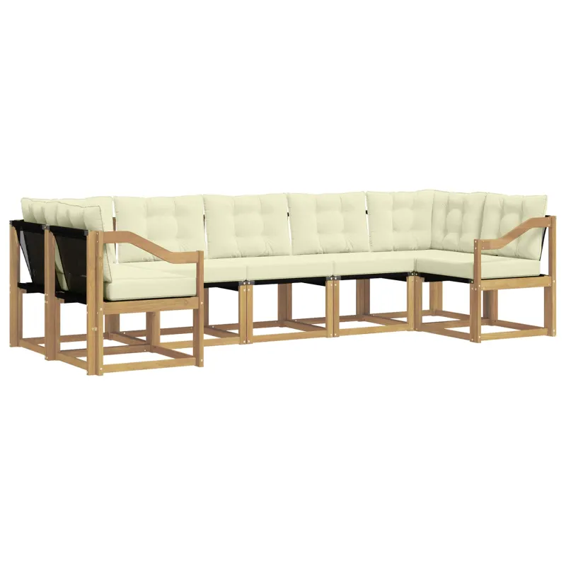 Lauko sofos komplektas su pagalve 7 pcs Balta ir kreminė
