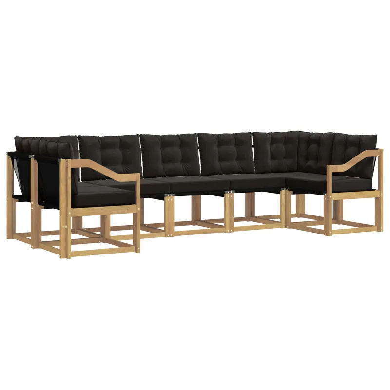 Lauko sofos komplektas su pagalve 7 pcs Balta ir juoda