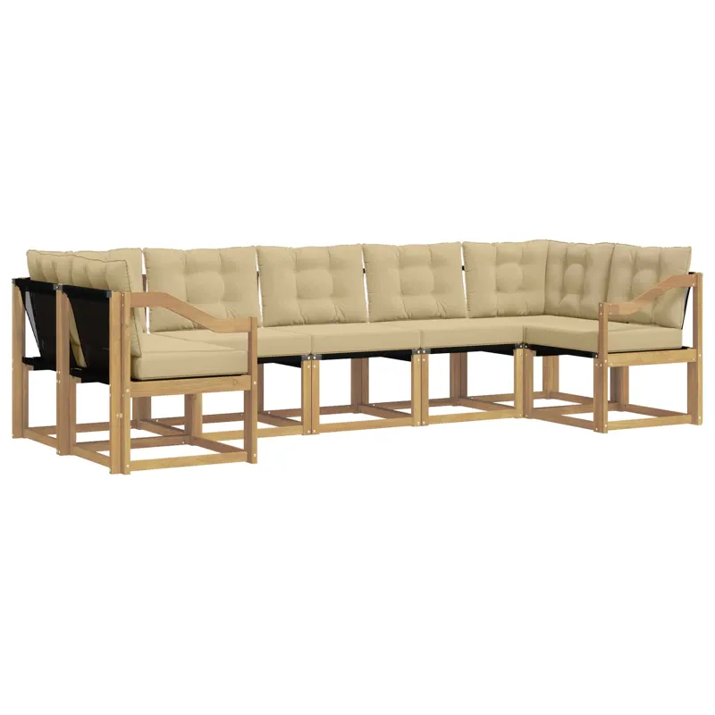Lauko sofos komplektas su pagalve 7 pcs Balta ir kreminė