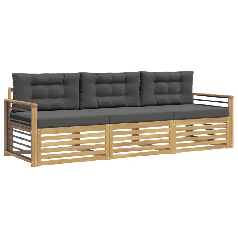 Lauko sofos komplektas 3 pcs Balta ir antracito Poliesteris