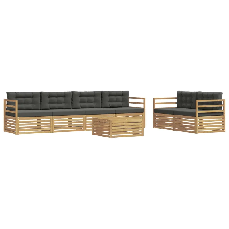 Lauko sofos komplektas 7 pcs Balta ir antracito Poliesteris