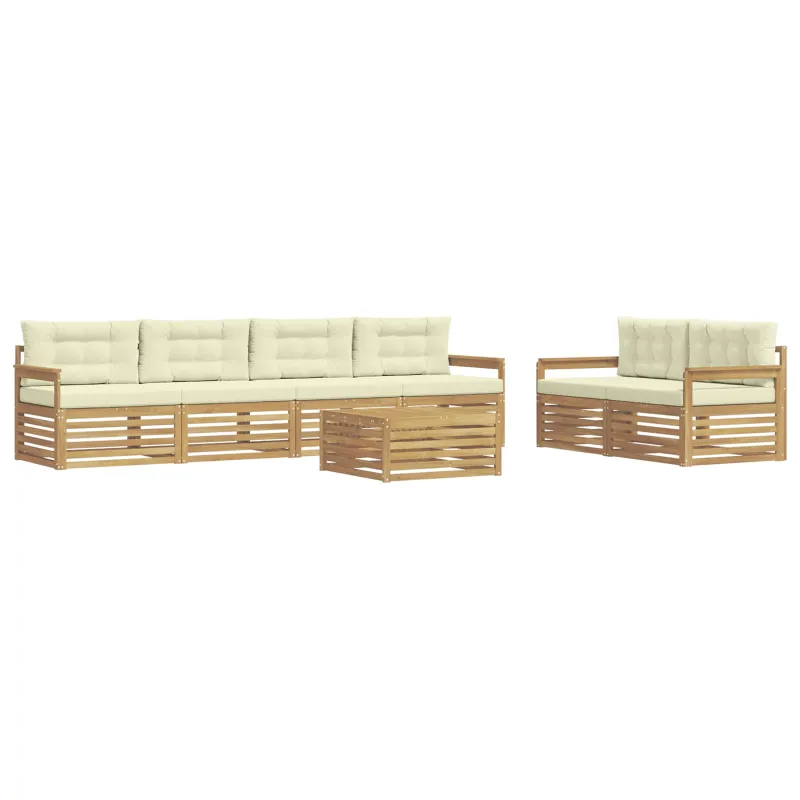 Lauko sofos komplektas 7 pcs Balta ir kreminė Poliesteris