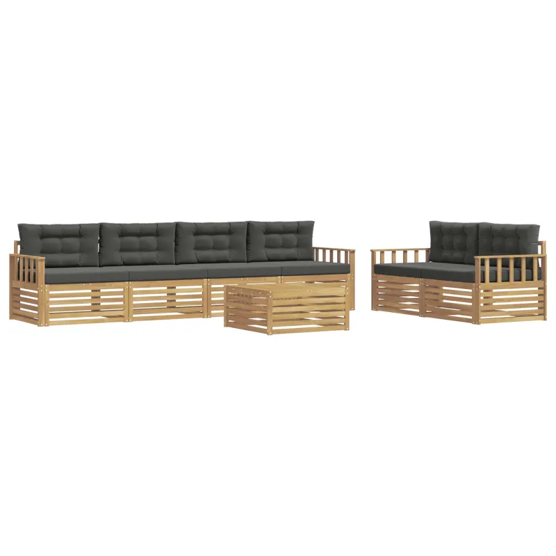 Lauko sofos komplektas 7 pcs Balta ir antracito Poliesteris