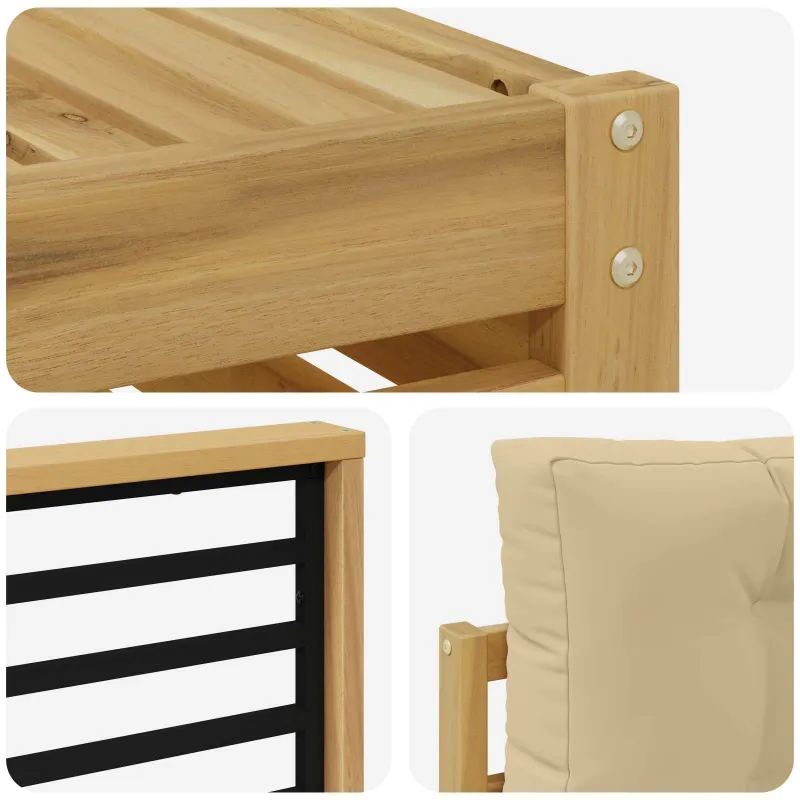 Lauko sofos komplektas 7 pcs Balta ir kreminė Poliesteris
