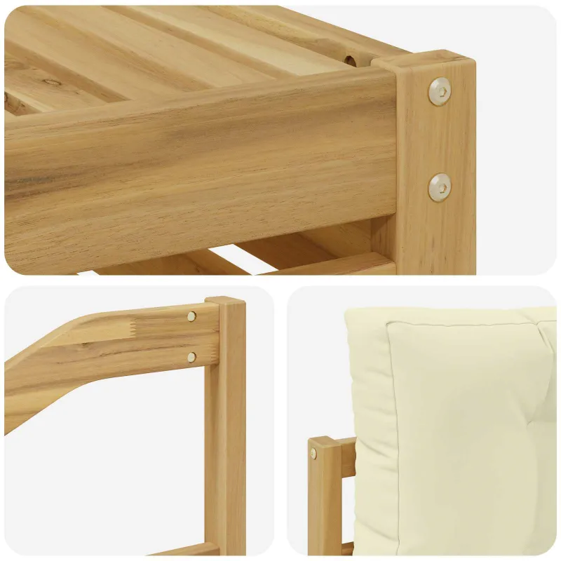 Lauko sofos komplektas 7 pcs Balta ir kreminė Poliesteris