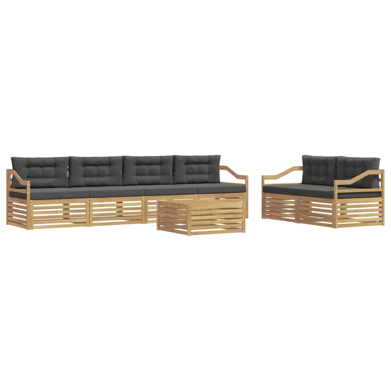 Lauko sofos komplektas 7 pcs Balta ir antracito Poliesteris