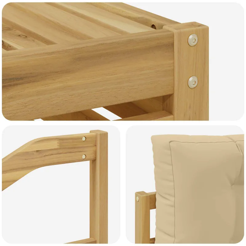 Lauko sofos komplektas 7 pcs Balta ir kreminė Poliesteris