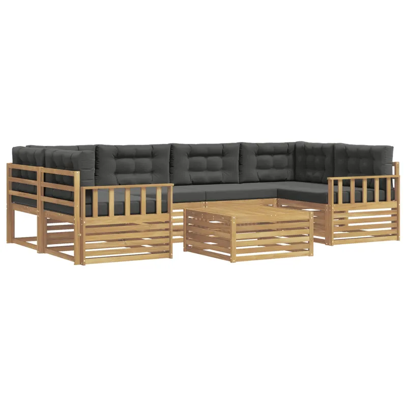 Lauko sofos komplektas 7 pcs Balta ir antracito Poliesteris