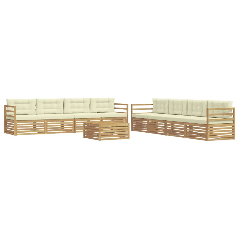 Lauko sofos komplektas 9 pcs Balta ir kreminė Poliesteris