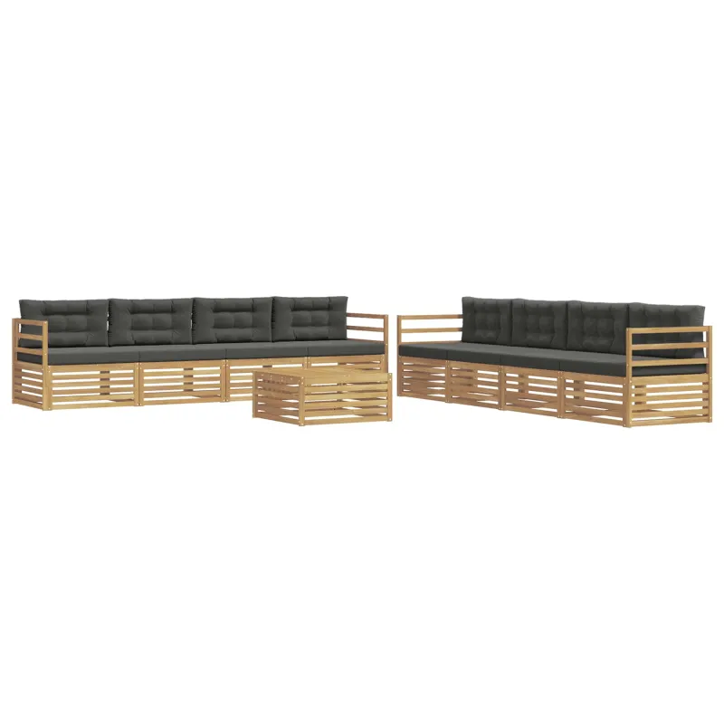 Lauko sofos komplektas 9 pcs Balta ir antracito Poliesteris