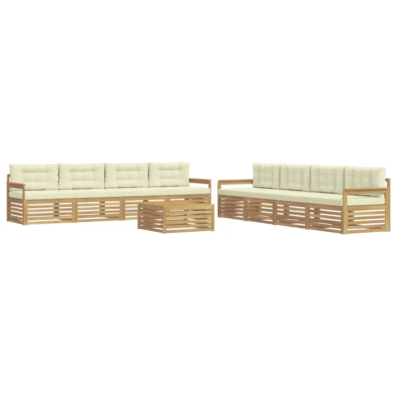 Lauko sofos komplektas 9 pcs Balta ir kreminė Poliesteris