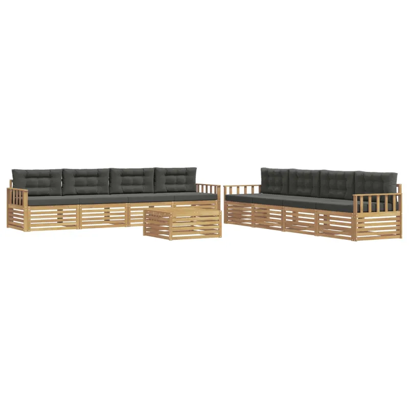 Lauko sofos komplektas 9 pcs Balta ir antracito Poliesteris