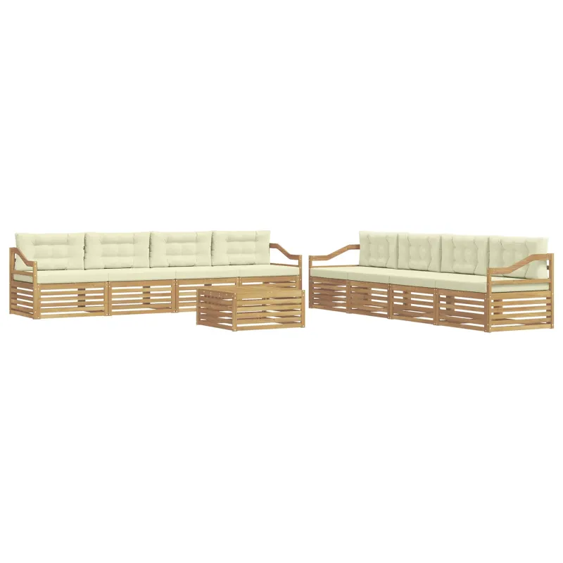 Lauko sofos komplektas 9 pcs Balta ir kreminė Poliesteris