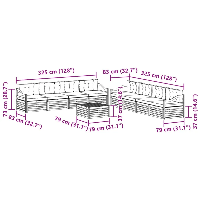 Lauko sofos komplektas 9 pcs Balta ir antracito Poliesteris