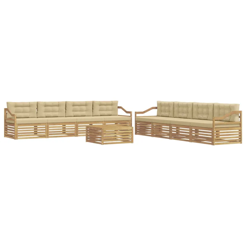 Lauko sofos komplektas 9 pcs Balta ir kreminė Poliesteris