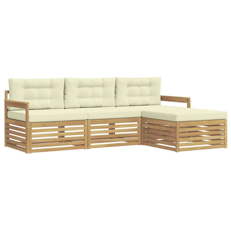 Lauko sofos komplektas 4 pcs Balta ir kreminė Poliesteris