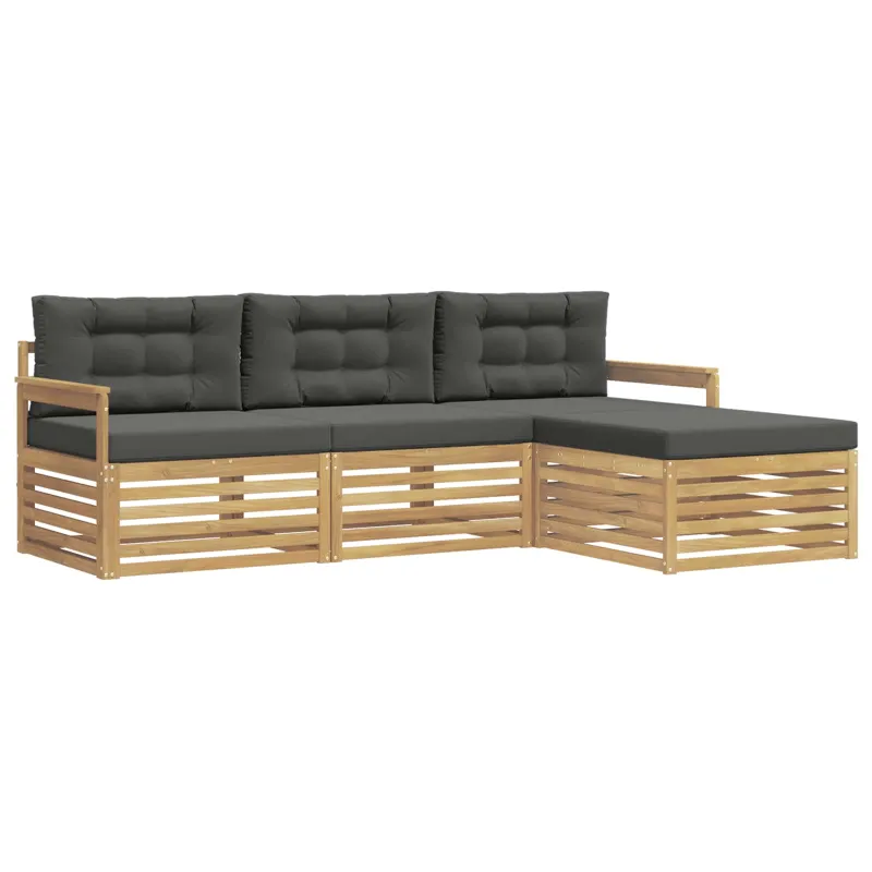 Lauko sofos komplektas 4 pcs Balta ir antracito Poliesteris