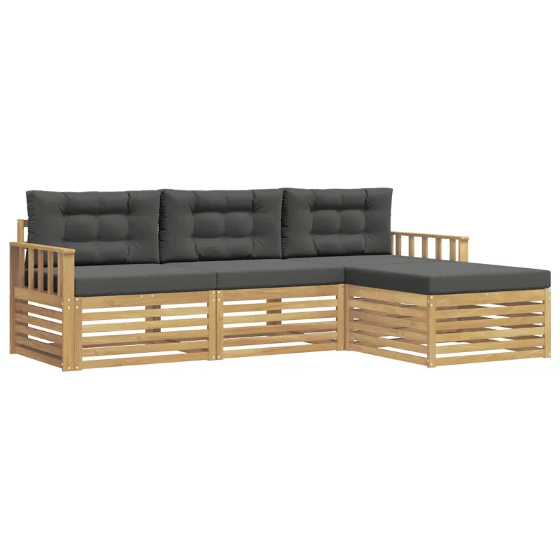 Lauko sofos komplektas 4 pcs Balta ir antracito Poliesteris