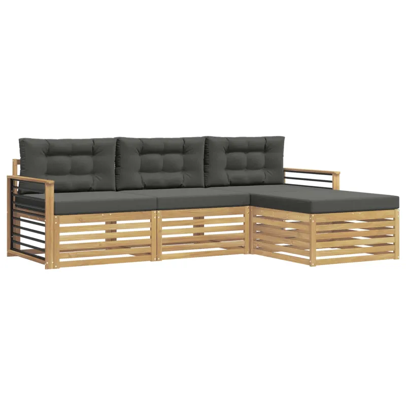 Lauko sofos komplektas 4 pcs Balta ir antracito Poliesteris