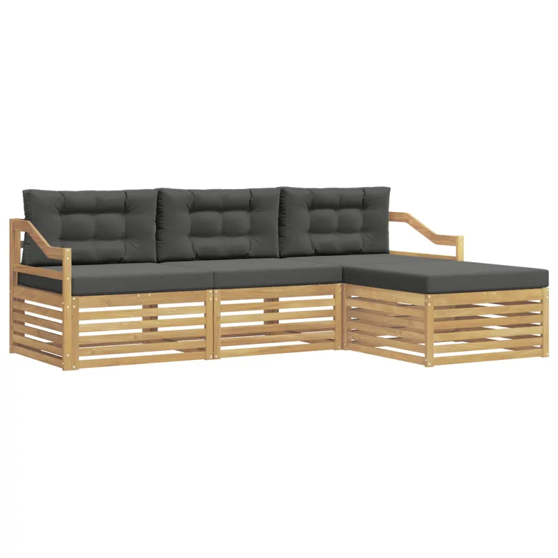 Lauko sofos komplektas 4 pcs Balta ir antracito Poliesteris