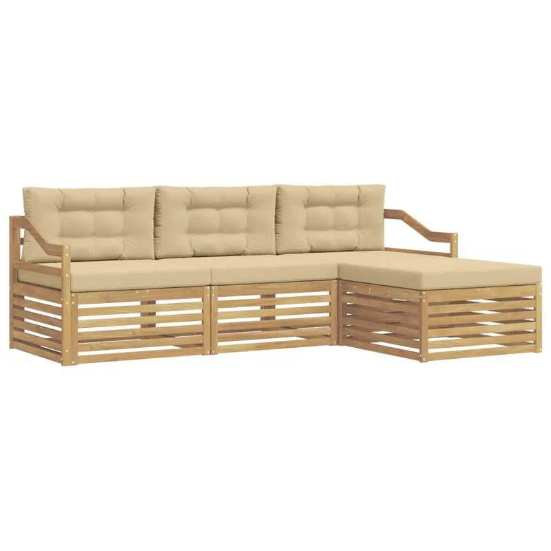 Lauko sofos komplektas 4 pcs Balta ir kreminė Poliesteris