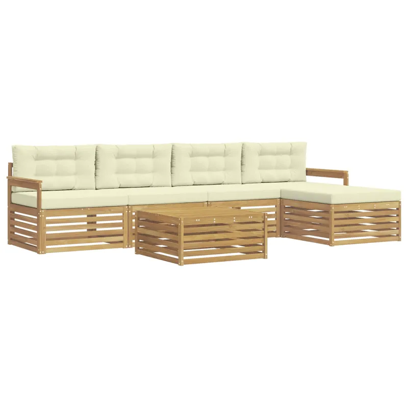Lauko sofos komplektas 7 pcs Balta ir kreminė Poliesteris