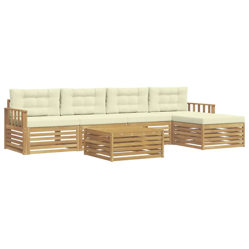 Lauko sofos komplektas 7 pcs Balta ir kreminė Poliesteris