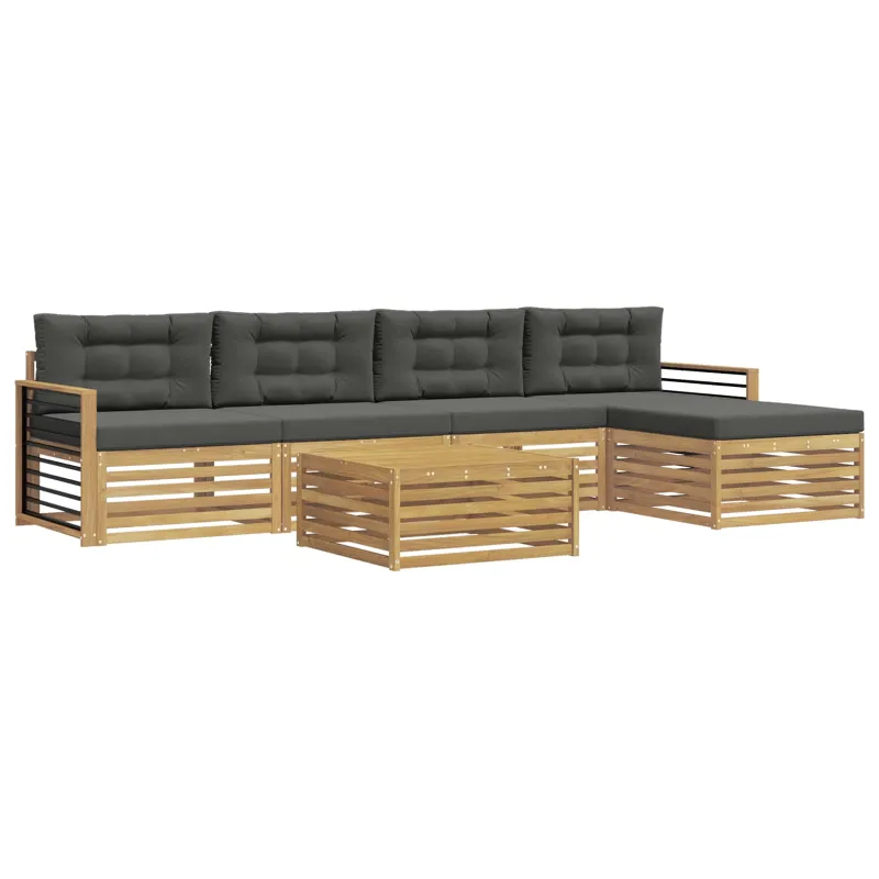 Lauko sofos komplektas 7 pcs Balta ir antracito Poliesteris