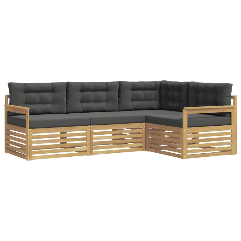 Lauko sofos komplektas 5 pcs Balta ir antracito Poliesteris