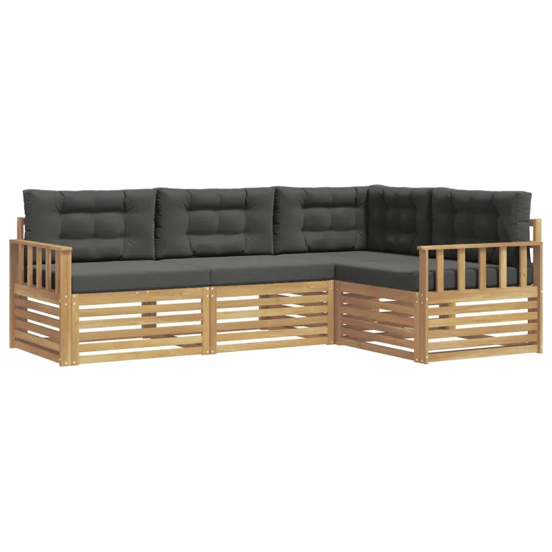 Lauko sofos komplektas 5 pcs Balta ir antracito Poliesteris