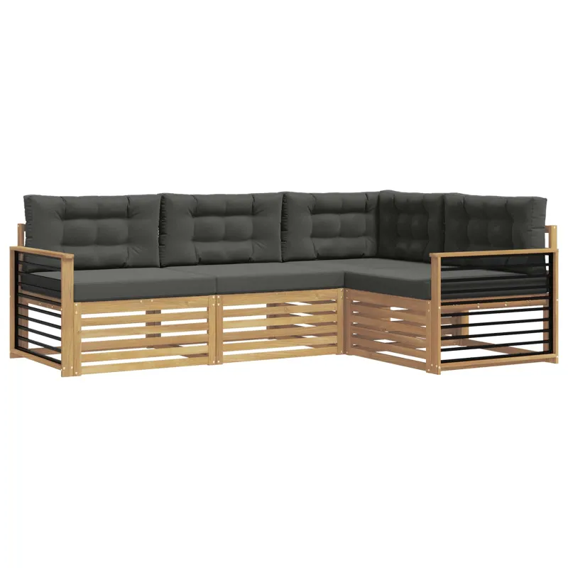 Lauko sofos komplektas 5 pcs Balta ir antracito Poliesteris