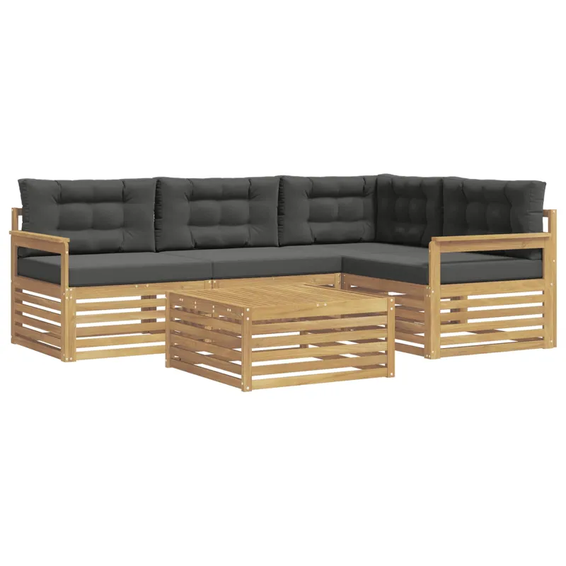 Lauko sofos komplektas 6 pcs Balta ir antracito Poliesteris