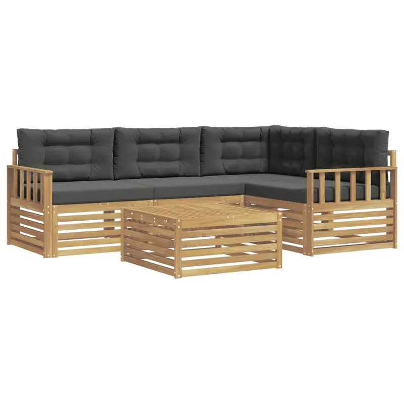 Lauko sofos komplektas 6 pcs Balta ir antracito Poliesteris