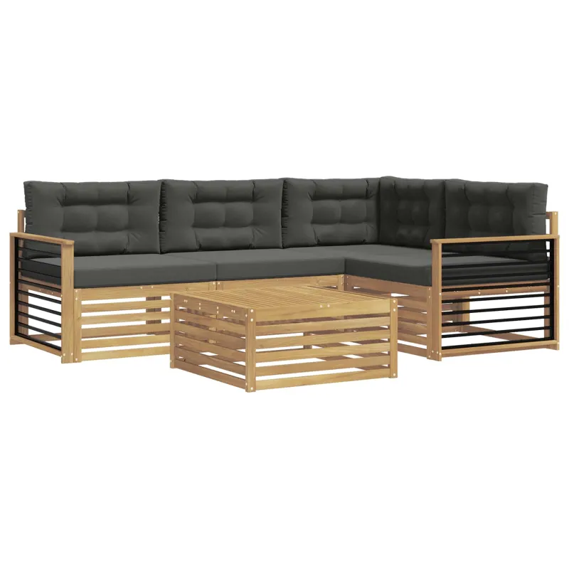 Lauko sofos komplektas 6 pcs Balta ir antracito Poliesteris