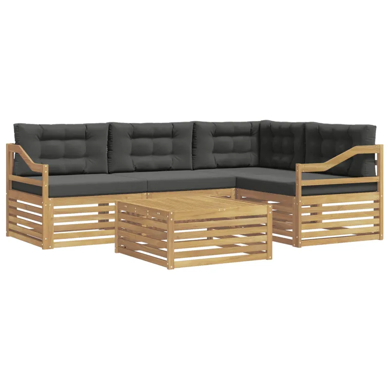 Lauko sofos komplektas 5 pcs Balta ir antracito Poliesteris