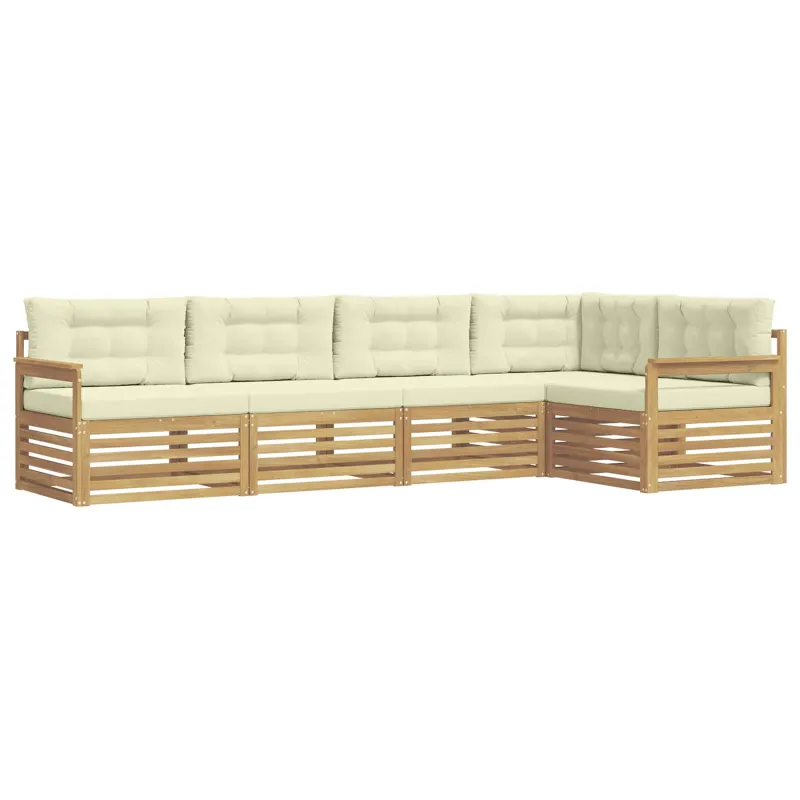 Lauko sofos komplektas 6 pcs Balta ir kreminė Poliesteris