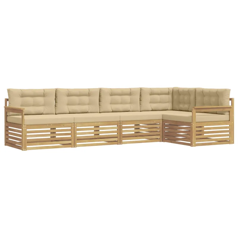 Lauko sofos komplektas 6 pcs Balta ir kreminė Poliesteris