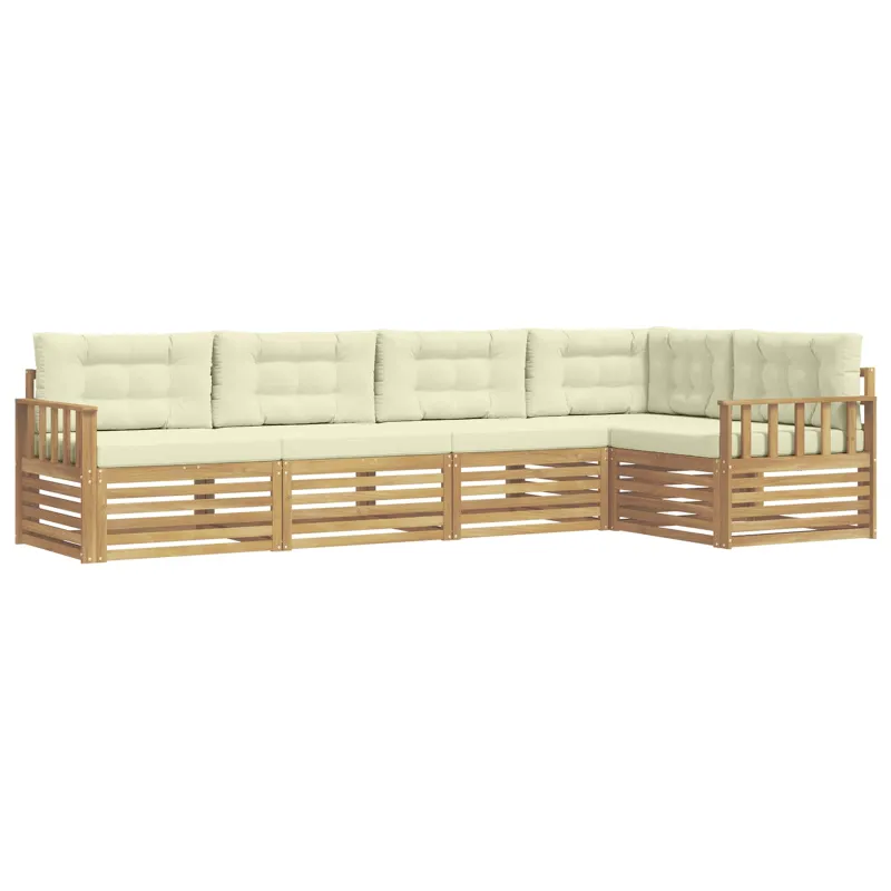 Lauko sofos komplektas 6 pcs Balta ir kreminė Poliesteris
